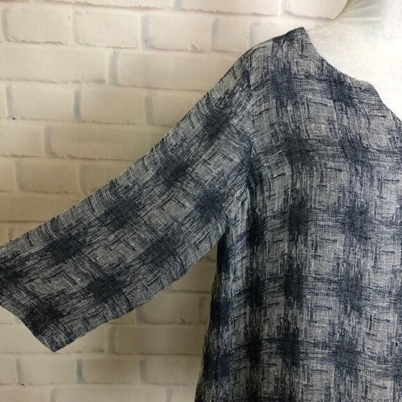 J Jill Pure Jill Linen Blend Blouse Petite Size PM Blue Gray - Picture 5 of 9